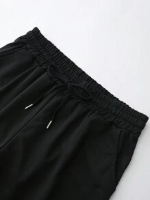 Manfinity LEGND Men's Drawstring Waist Cross Print Sweatpants Street Wear Drawstring Sweatpants, For Husband, Boyfriend Gifts, For Rave - Black - View 3