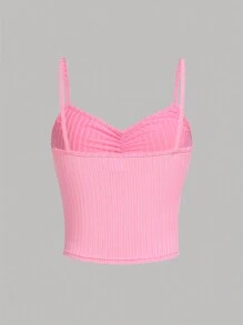 SHEIN Girlism 青少女針織實色肋骨織邊背心上衣四件套 - 彩色 - 查看 9