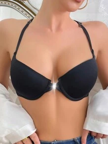 Sujetador De Aros Y Copas Completas Para Mujer De Color Liso