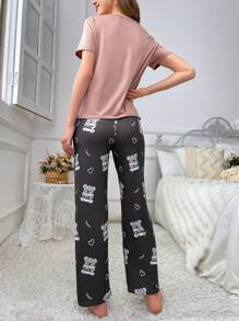 Ensemble de pyjama avec haut à manches courtes col rond et pantalon imprimé koala - Multicolore - Voir 2