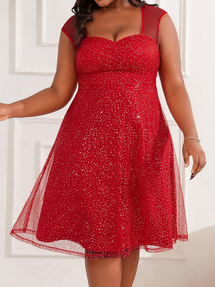open lace back dress Center of Attention Red Sequin Dress