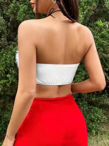 SHEIN EZwear Women'S Heart Shaped Furry Strapless Top - White - View 2