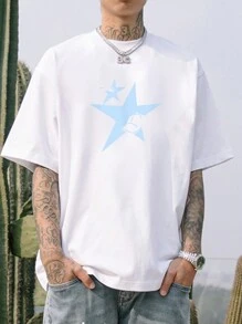 Men Star Print Tee - White - View 5