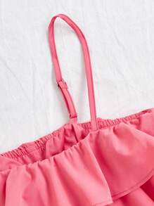 Soleia Camisola De Doble Capa Con Dobladillo Con Volantes Para Mujeres - Rosa - Ver 4