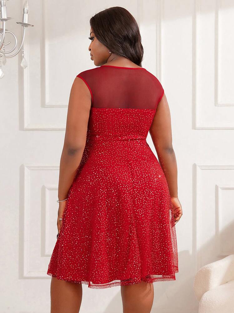 strapless open back dress Poly USA W1156 Plus Size Fitted Glitter Sleeveless Slit Gown main image 0