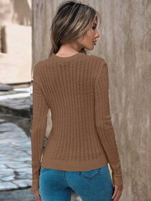 EURMUSE Jersey unicolor tejido de cable - Camel - Ver 4