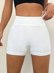 SHEIN EZwear Opaque White Short Length Leggings Booty Shorts