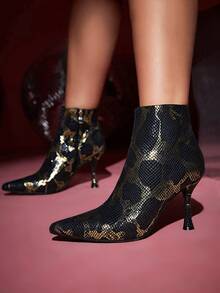 CUCCOO SZL Của phụ nữ Pointed Toe Giày cao gót Giày ống Ankle - màu đen - Xem 7