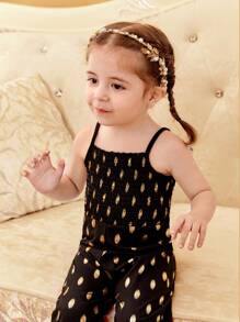 SHEIN Combi-short À Bretelles Décontracté, Élégant Vintage Pour Bébé Fille Et Parfait À Porter Les Jours Au Printemps Et En Été - Noir - Voir 5