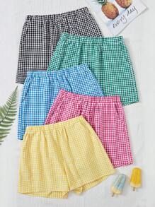 5 Stück/set Teenager Mädchen Neue Klassische Gingham Muster Shorts