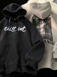 Claim Dot Men's Letter Print Long Sleeve Hoodie