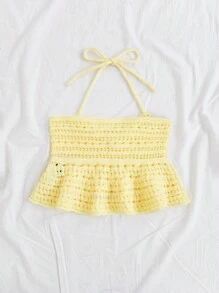 Soleia Women's Knitted Halter Top - Yellow - View 2