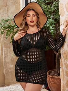 SHEIN Swim Curve 大码女式深 U 形后背针织连衣裙，夏季