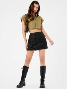 Forever 21 Black Leather Mini Skirt - Black - View 5