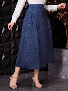 Modelyn Women's A-Line Jacquard Skirt - Blue - View 3