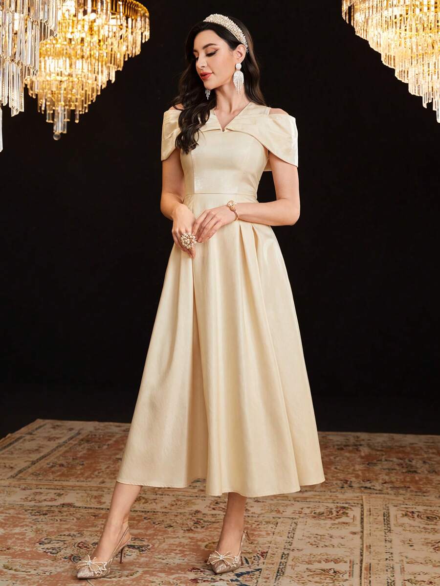 Modelyn Robe casual à taille resserrée par cordon femme, couleur unie. Robe de soirée élégante pour soirée, robes de soirée longues