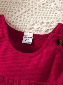 SHEIN Baby Girl Casual Vintage Heart-Shaped Embroidery Jumpsuit, Great For Autumn/Winter And Valentine's Day - Multicolor - View 6