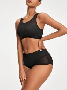 Của phụ nữ Lưới Quần skinny Áo định hình Với Trở lại Thiết kế rỗng - màu đen - Xem 4