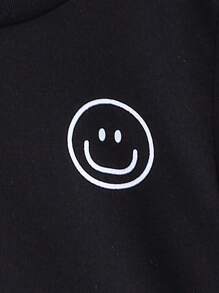 Baby Boy Smiling Face Printed Short Sleeve T-Shirt And Pants Set - Black - View 3