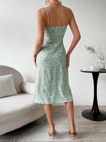 Breezaya Vestido De Tirantes Con Estampado Floral Para Mujer Y Doble Raja