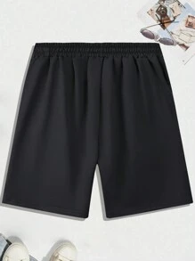 New Summer Men's Gradient Smile Face Printed Shorts With Elastic Waist & Drawstring, Regular Sports Style, Beach Shorts