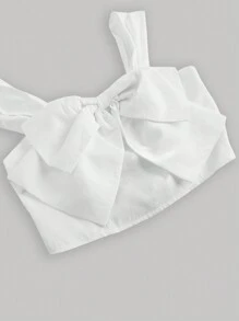 SHEIN MOD White Tank Top Decorated With Double Bows - White - View 3