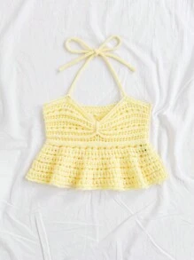 Soleia Women's Knitted Halter Top - Yellow - View 3