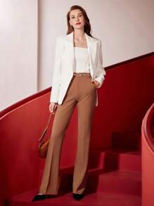 MOTF PREMIUM FLARED SUIT PANTS DRESS PANTS SLACKS WOMEN - Mocha Brown - View 7