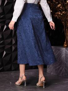 Modelyn Women's A-Line Jacquard Skirt - Blue - View 2