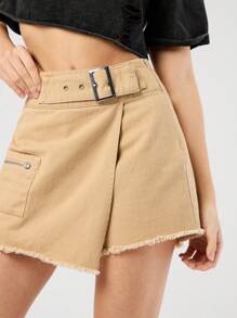 Forever 21 Fusta cu pantaloni metalizat pentru dama - Kaki - Vizualizare 5