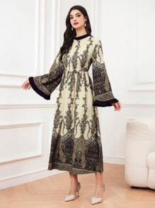 Mulvari 女士荷葉袖植物印花連衣裙 - 彩色 - 查看 4