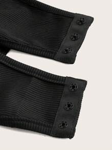 SHEIN Qutie Plus Slogan And Heart Print Slip Bodysuit - Black - View 4