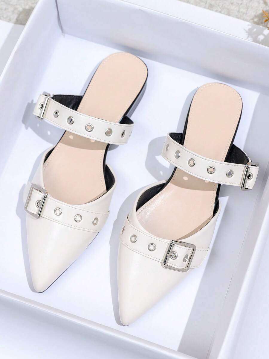 2024年春夏新款女士平底软底拖鞋，时尚舒适，尺码齐全（41-43码） - 米色 - 查看 1