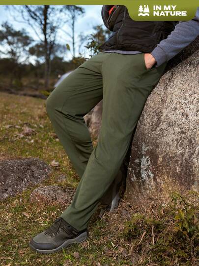 SHEIN In My Nature Men's Solid Color Outdoor Pants With Pockets