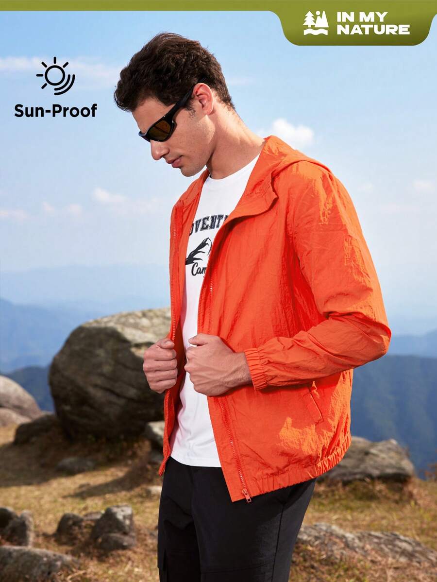 SHEIN In My Nature Veste d'extérieur pour homme avec poches à rabat, vêtements de randonnée