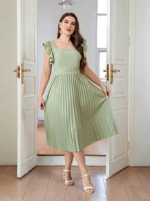 SHEIN Privé Elegantes und intellektuelles Pendelkleid mit Größenplus und Volantärmeln und Saum