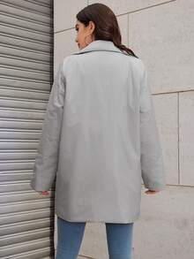 女士灰色翻领长袖棉衣