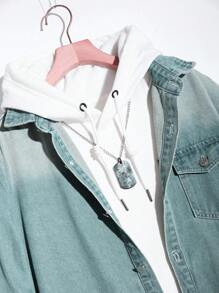 Manfinity Homme Men's Gradient Casual Denim Shirt - Blue - View 4