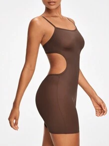 Ladies' Hollow Out Waist Strapless Bodysuit For Shaping - Brown - View 5