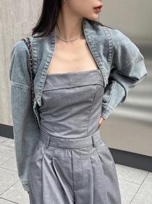 DAZY Của phụ nữ Không tay Giải trí Và Linh hoạt Áo khoác denim , Thích hợp Đối với Mặc hàng ngày - Rửa nhẹ - Xem 3