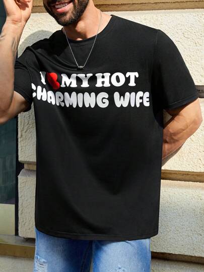 Manfinity Homme Men's Plus Size Slogan Printed T-shirt