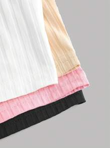 SHEIN Girlism 青少女針織實色肋骨織邊背心上衣四件套 - 彩色 - 查看 7