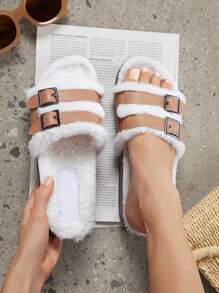 SHUZIA Women's Fashion Plush Thick Bottom Sandals - Brown - View 6