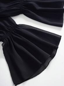 SHEIN Unity Nhẹ Chiffon Chống nắng Áo sơ mi - màu đen - Xem 3