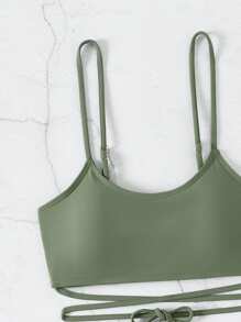 SHEIN Swim Summer Beach Front Bikini Set With Beach Skirt Cover 3pcs Music Festival