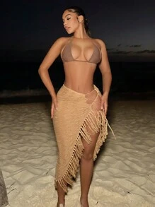 SHEIN SXY Sexy Quaste Hohe Schlitze Urlaubs Stilrock