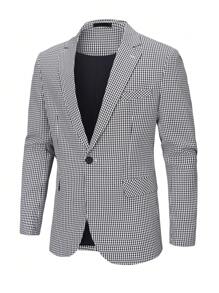 Manfinity Mode Nam In kẻ sọc Cổ bẻ Áo vest - Đen và trắng - Xem 1