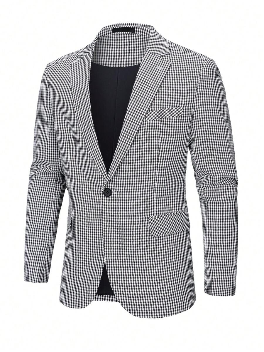 Manfinity Mode Nam In kẻ sọc Cổ bẻ Áo vest - Đen và trắng - Xem 1