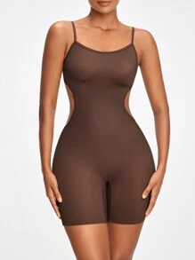 Ladies' Hollow Out Waist Strapless Bodysuit For Shaping - Brown - View 10