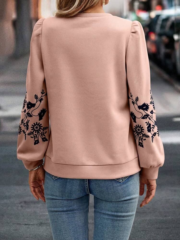 Floral Embroidery Sweatshirt Graduation,Back To School,Graduation,Teacher For Women,Back To School Pullover Fall Sweatshirt